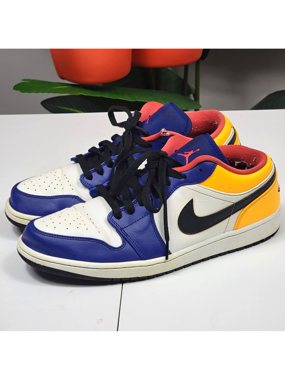 Nike Air Jordan 1 Low Size 12 Men's Royal Blue Gold Sneakers